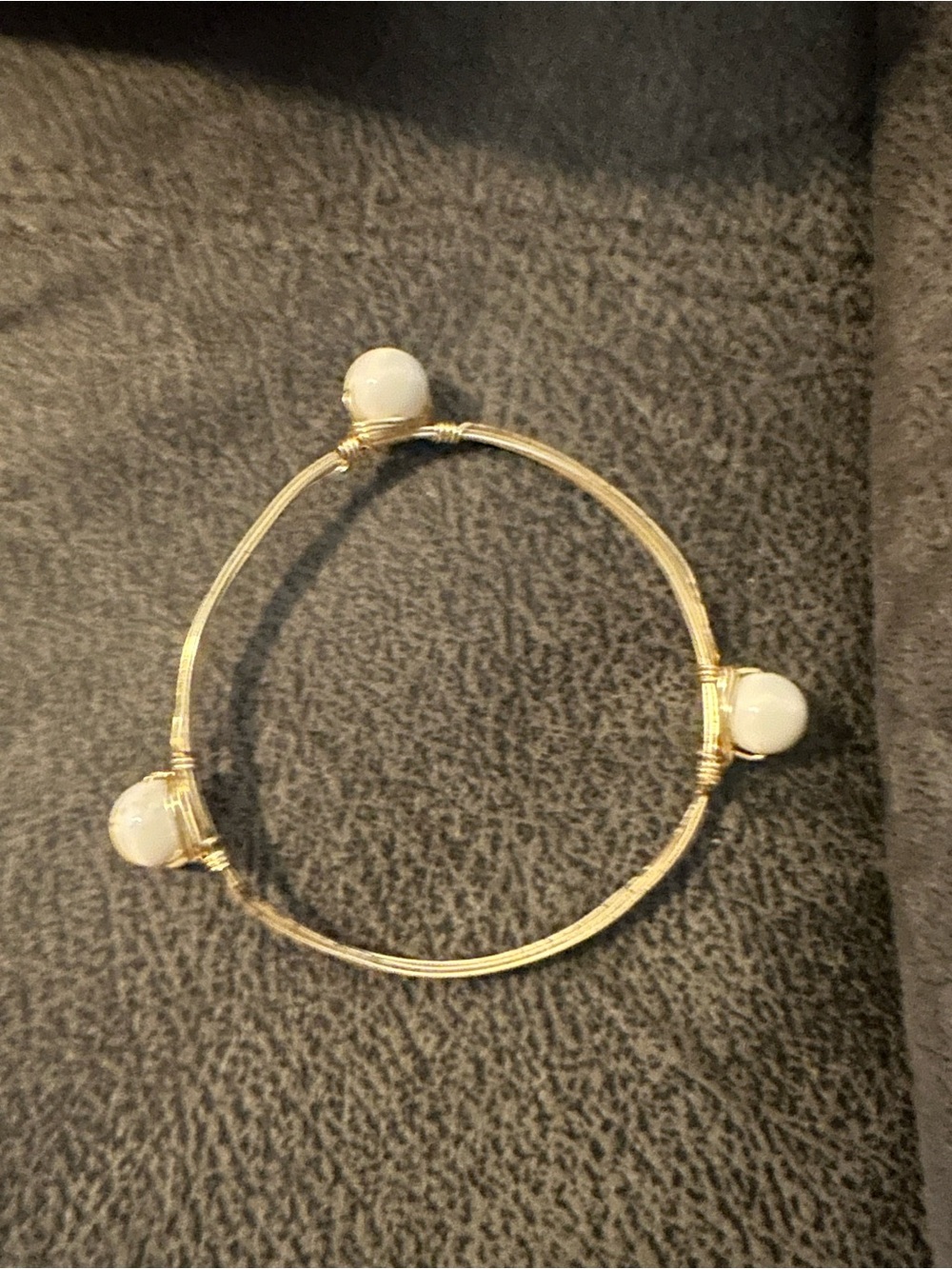 Gold-tone Bracelet with White Bead Accents
